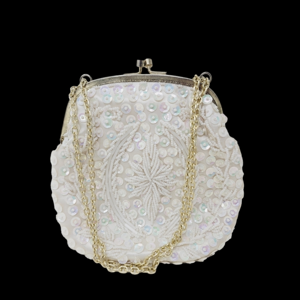 Vintage Sequined and Beaded Wedding or Evening Bag